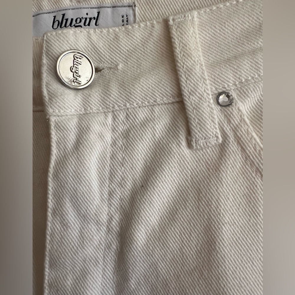 NWT Blumarine White Swarovski Crystal Jeans Made Italy Size 40 - Picture 4 of 12